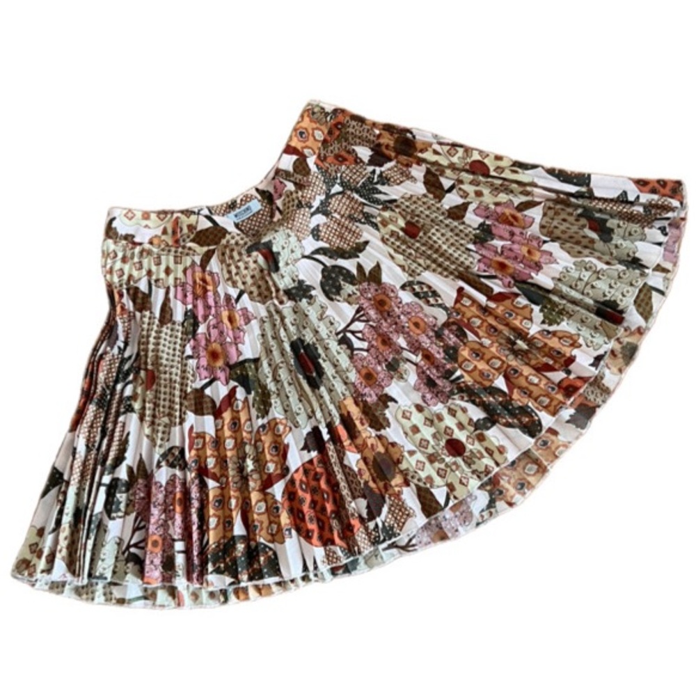 Vintage Moschino Cheap & Chic floral boho accordion pleat mini skirt size 10 M/L